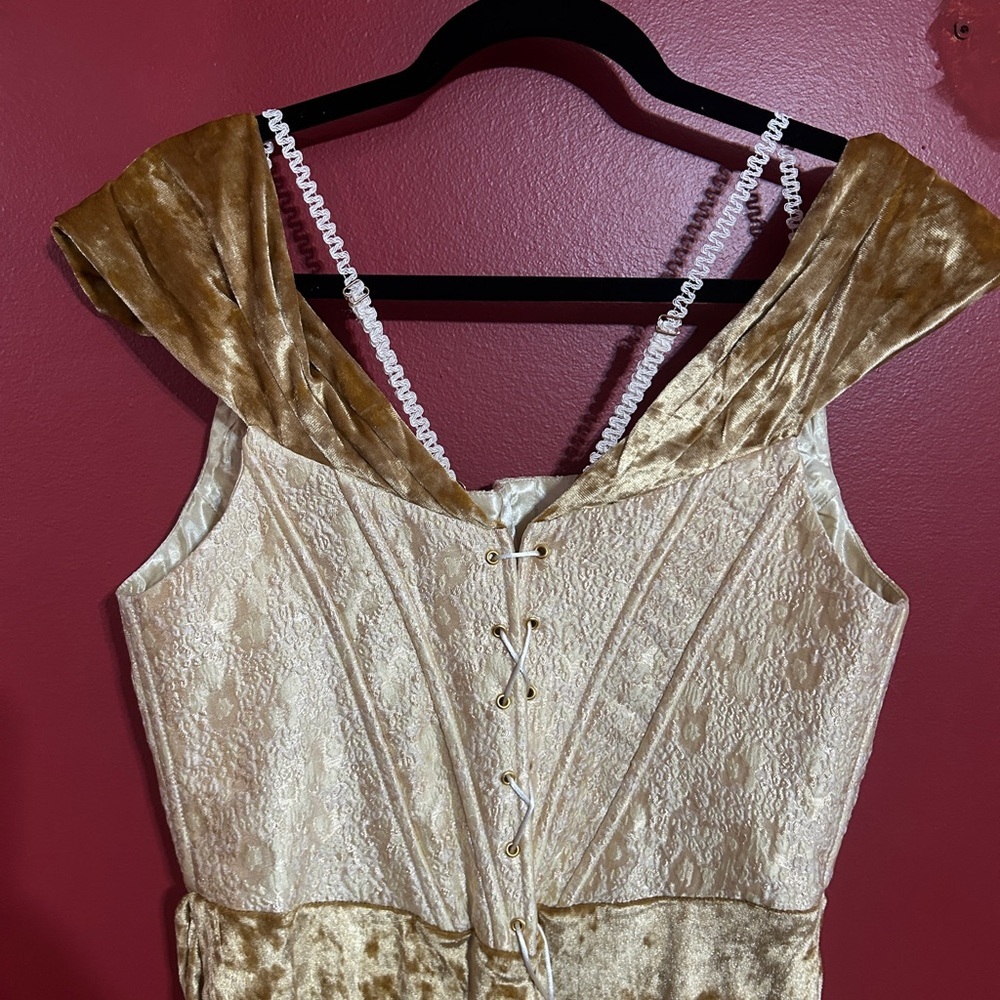Lacemade Medusa Elegant Gold Velvet Dress Size XL - Picture 9 of 11